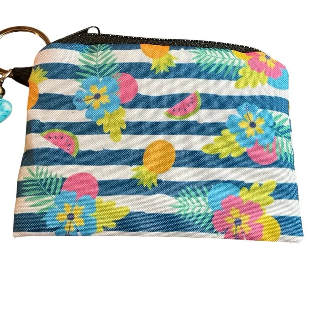 Tropical Flowers Detachable Keychain & Coin Purse - Picture 2 of 3